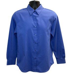 Jones New York Mens Easy Care Button-Up Shirt Royal Blue Long Sleeve Size M